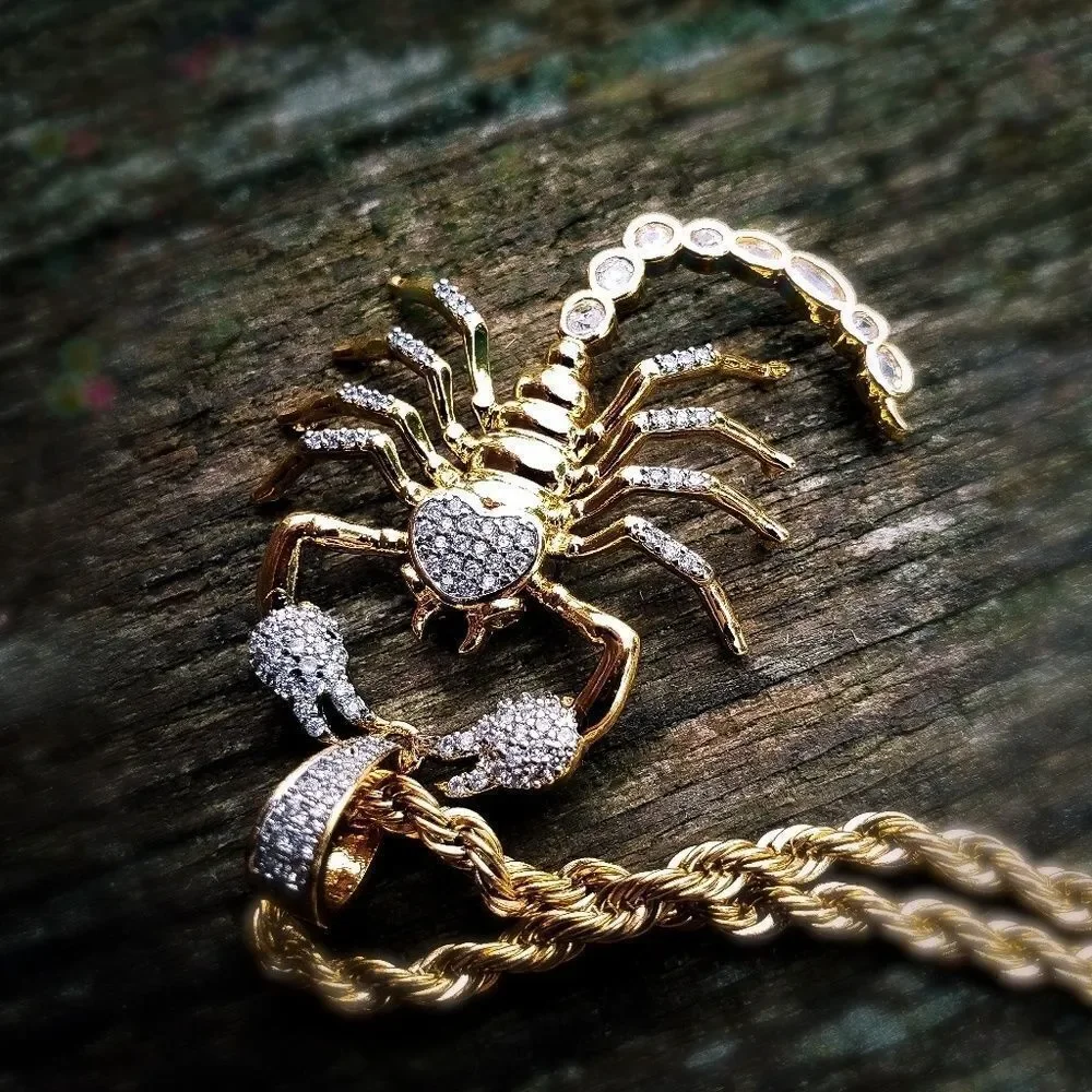 14k Gp Iced Out Scorpion Necklace